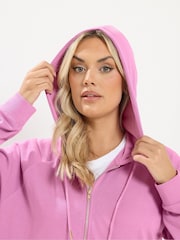 Yours Curve Pink Zip Through Raglan Hoodie - Image 4 of 7