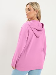 Yours Curve Pink Zip Through Raglan Hoodie - Image 5 of 7