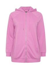 Yours Curve Pink Zip Through Raglan Hoodie - Image 6 of 7