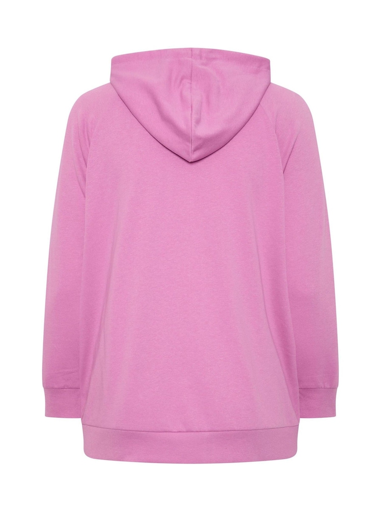 Yours Curve Pink Zip Through Raglan Hoodie - Image 7 of 7