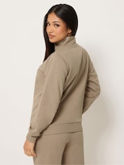 M&Co Mocha Brown Petite Half Placket Sweatshirt - Image 3 of 5