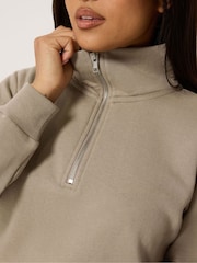 M&Co Mocha Brown Petite Half Placket Sweatshirt - Image 4 of 5