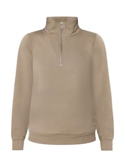 M&Co Mocha Brown Petite Half Placket Sweatshirt - Image 5 of 5