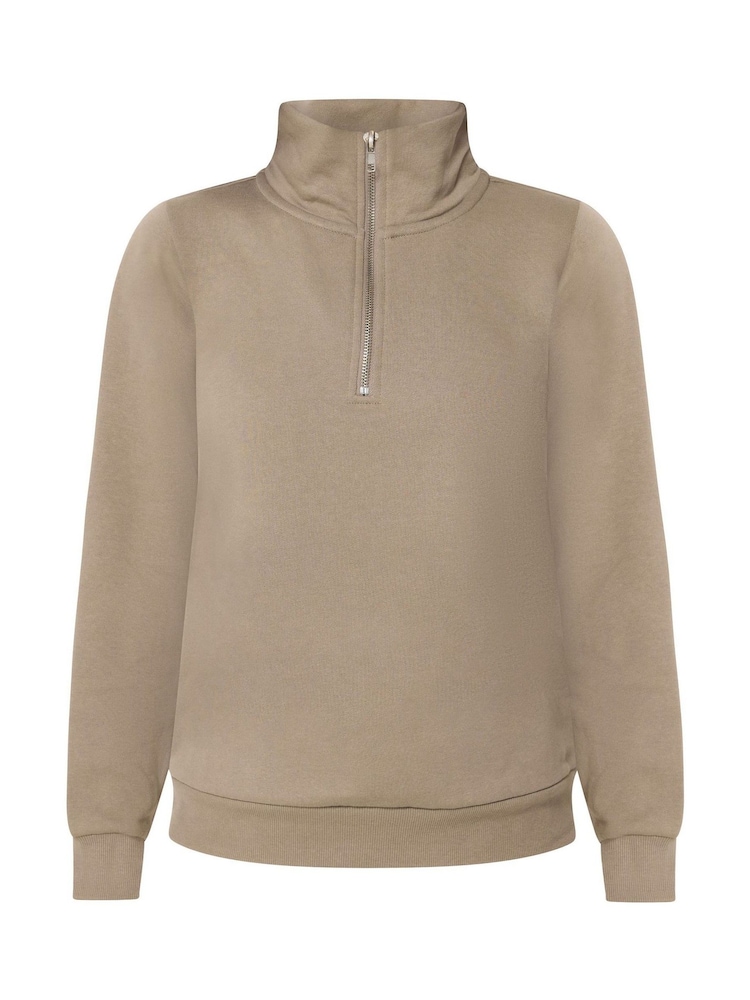 M&Co Mocha Brown Petite Half Placket Sweatshirt - Image 5 of 5 M&Co Mocha Brown Petite Half Placket Sweatshirt - Image 5 of 5