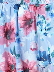 Quiz Blue Floral Chiffon Cold Shoulder Tiered Midi Dress - Image 5 of 5