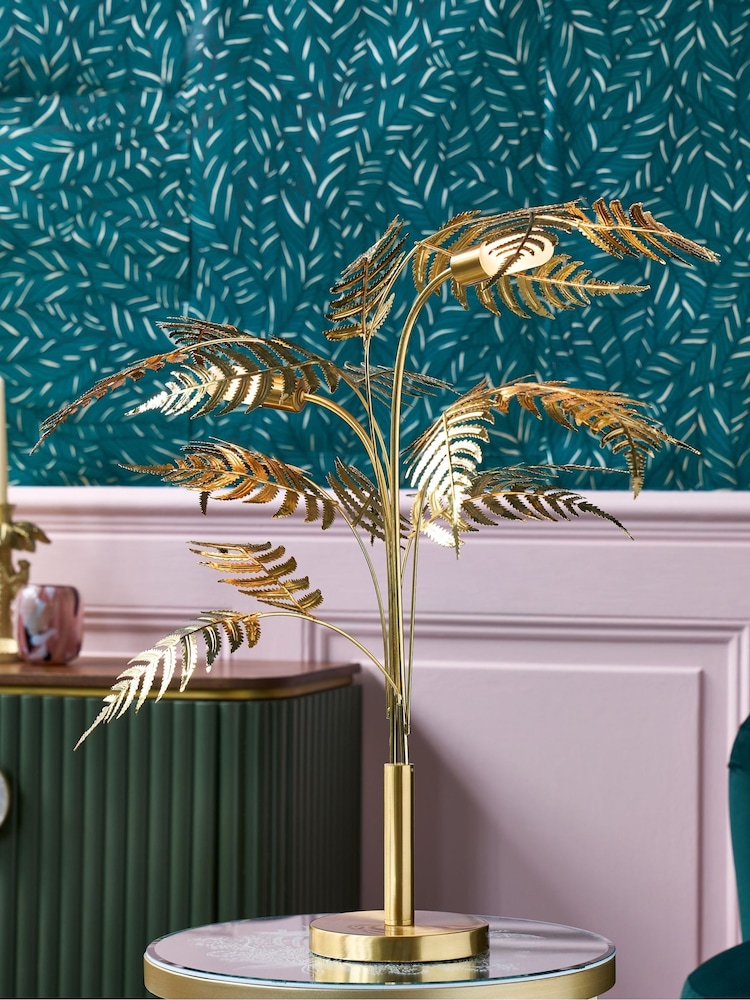 Clarke and Clarke Gold Congo Leaf Table Lamp - Image 1 of 4