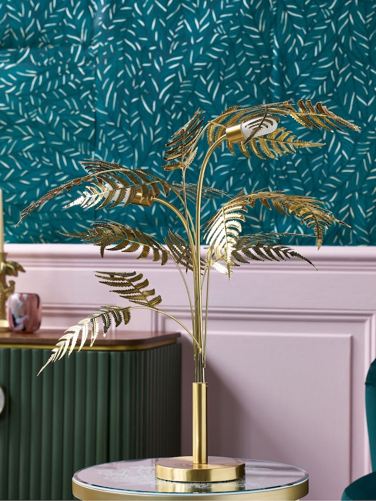 Clarke and Clarke Gold Congo Leaf Table Lamp - Image 2 of 4