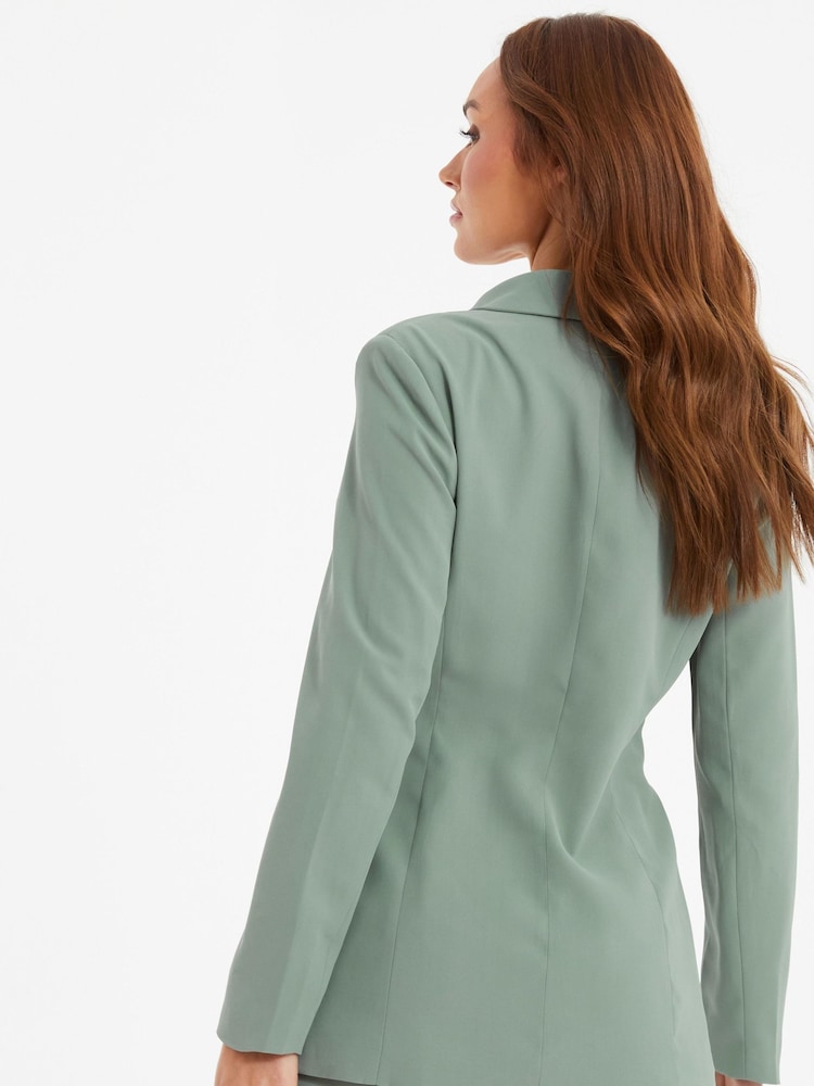 Quiz Green Woven 6 Button Breasted Blazer - Image 5 of 7