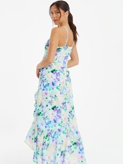 Quiz Black Floral Crepe Strappy Midi Dress - Image 2 of 4