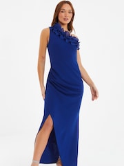 Quiz Blue One Shoulder Wrap Maxi Dress - Image 3 of 6
