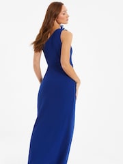 Quiz Blue One Shoulder Wrap Maxi Dress - Image 4 of 6