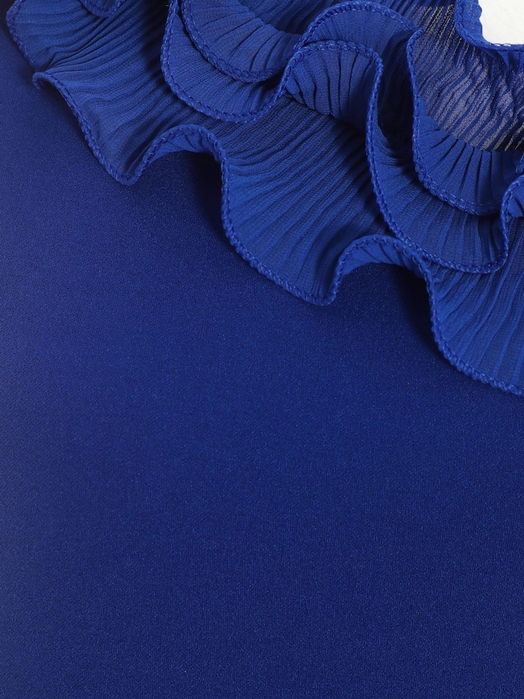 Quiz Blue One Shoulder Wrap Maxi Dress - Image 6 of 6