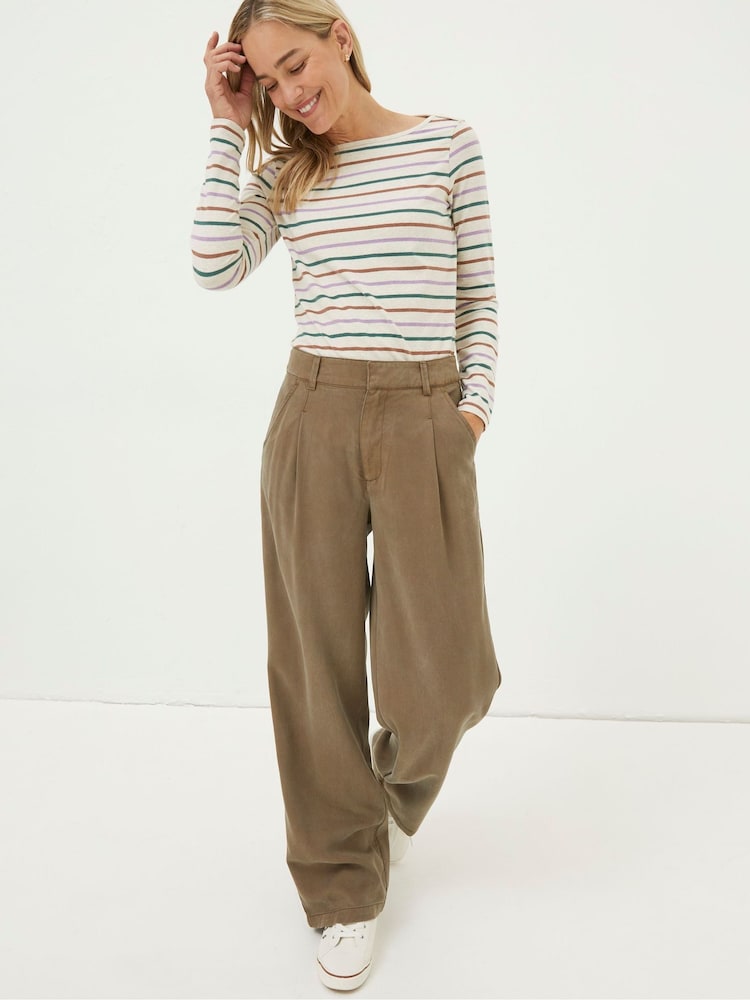FatFace Blake Green Wide Leg Drape Trousers - Image 2 of 6