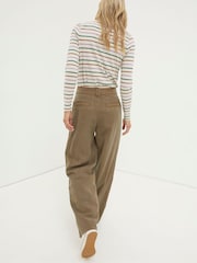 FatFace Blake Green Wide Leg Drape Trousers - Image 3 of 6