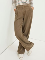 FatFace Blake Green Wide Leg Drape Trousers - Image 4 of 6