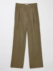 FatFace Blake Green Wide Leg Drape Trousers - Image 6 of 6