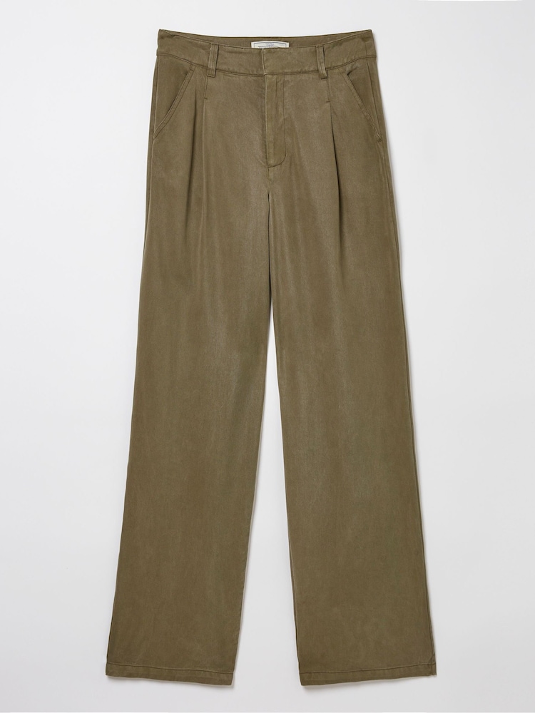 FatFace Blake Green Wide Leg Drape Trousers - Image 6 of 6