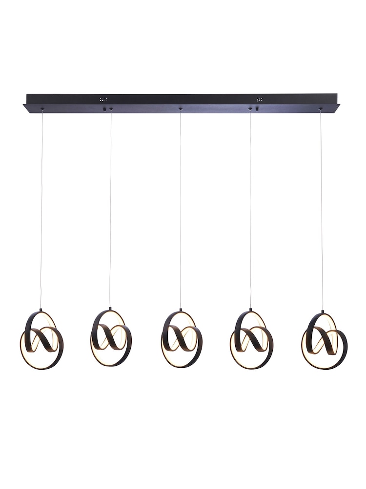 Gallery Home Black 5 Light Linear Pendant Bar Dawson Pendant Ceiling Light - Image 7 of 7