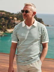 Mint Green Horizontal Stripe Polo Shirt - Image 1 of 1
