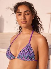 Purple/Green Crochet Triangle Bikini Top - Image 1 of 6