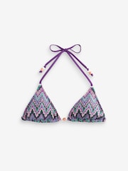 Purple/Green Crochet Triangle Bikini Top - Image 5 of 6