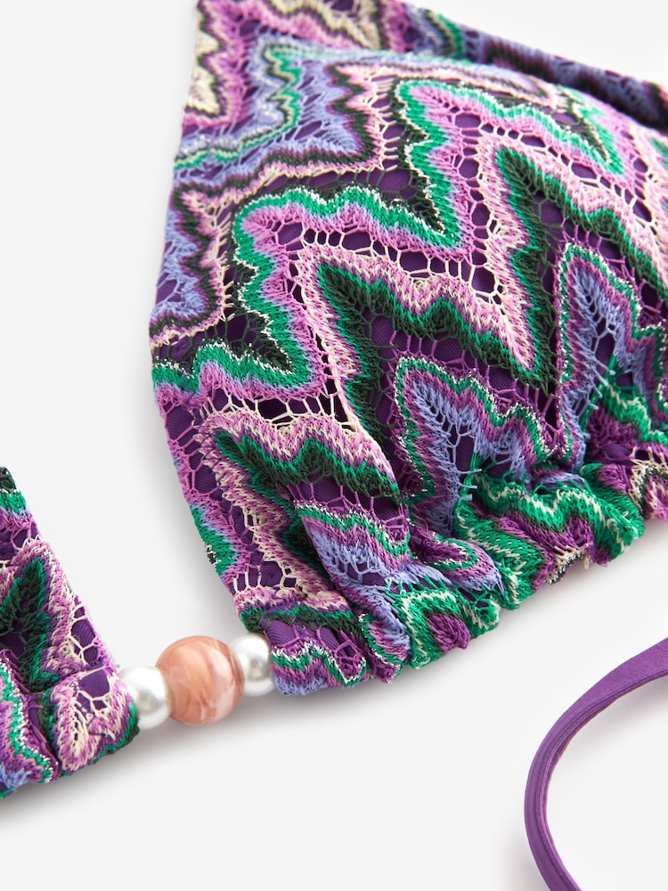 Purple/Green Crochet Triangle Bikini Top - Image 6 of 6 Purple/Green Crochet Triangle Bikini Top - Image 6 of 6
