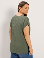 Yours Curve Green Textured Grown On T-Shirt - Image 3 of 6