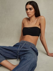 Reiss Mid Blue Carter Denim Look Tapered Trousers - Image 1 of 6