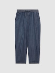 Reiss Mid Blue Carter Denim Look Tapered Trousers - Image 2 of 6