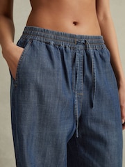 Reiss Mid Blue Carter Denim Look Tapered Trousers - Image 3 of 6