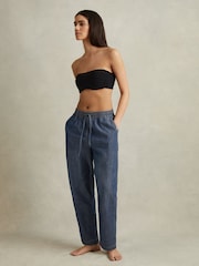 Reiss Mid Blue Carter Denim Look Tapered Trousers - Image 4 of 6