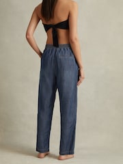 Reiss Mid Blue Carter Denim Look Tapered Trousers - Image 5 of 6