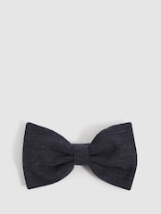 Reiss Navy Padua Silk Blend Textured Bow Tie - Image 1 of 4