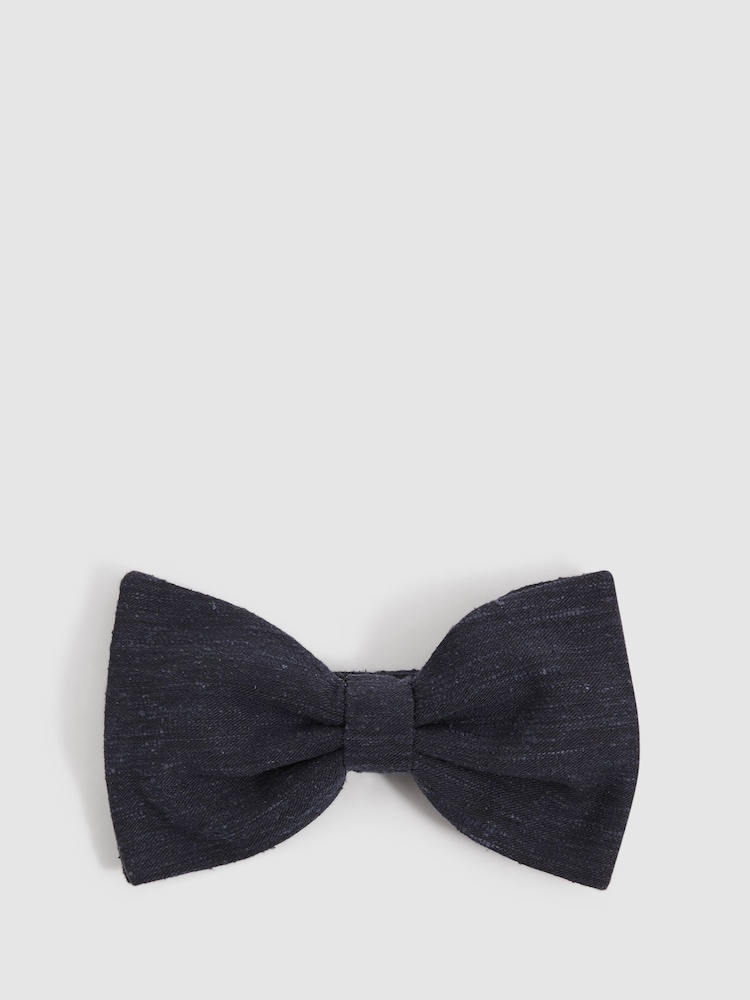 Reiss Navy Padua Silk Blend Textured Bow Tie - Image 1 of 4