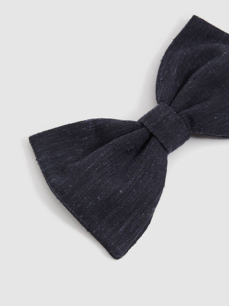 Reiss Navy Padua Silk Blend Textured Bow Tie - Image 4 of 4