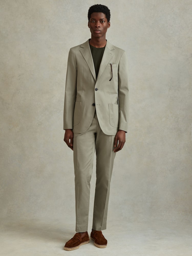 Reiss Sage Crawford Slim Fit Cotton Blend Adjuster Trousers - Image 1 of 6
