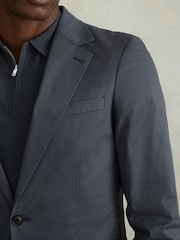 Reiss Airforce Blue Crawford Slim Fit Cotton Blend Single Breasted Blazer - Image 3 of 7