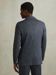 Reiss Airforce Blue Crawford Slim Fit Cotton Blend Single Breasted Blazer - Image 4 of 7
