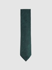 Reiss Hunting Green Giotto Textured Silk Blend Tie - Image 1 of 5