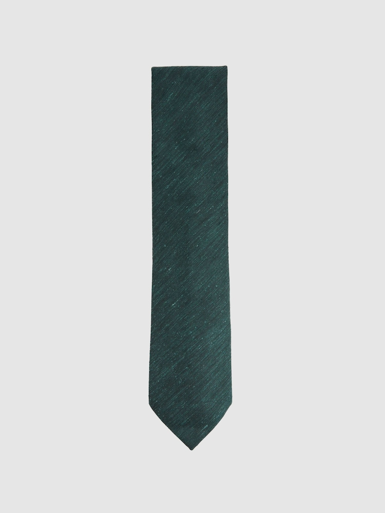Reiss Hunting Green Giotto Textured Silk Blend Tie - Image 1 of 5