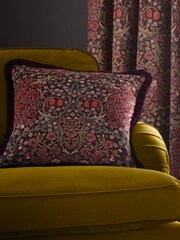 Morris & Co Red Blackthorn Square Cushion - Image 1 of 3