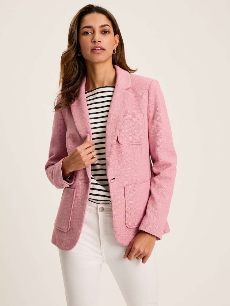 Joules Albury Pink Cotton Blazer - Image 1 of 8
