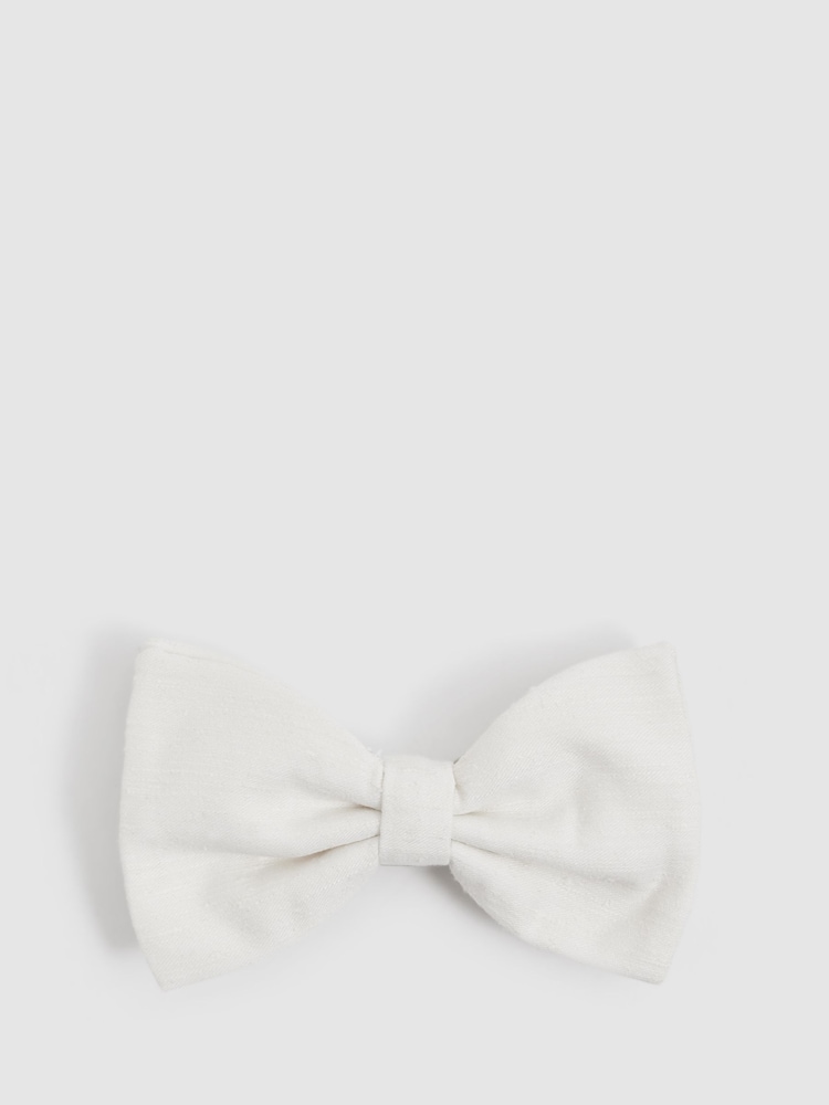 Reiss Ecru Padua Silk Blend Textured Bow Tie - Image 1 of 4