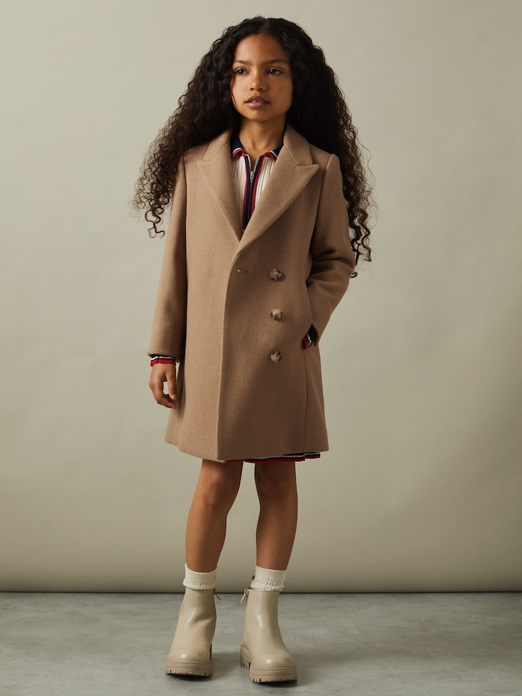 Reiss Camel Harlow 4-9 yrs Mid Length Wool Blend Coat - Image 1 of 7