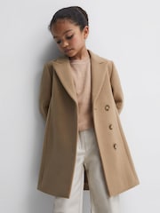 Reiss Camel Harlow 4-9 yrs Mid Length Wool Blend Coat - Image 6 of 7