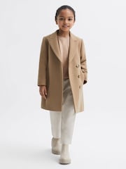 Reiss Camel Harlow 4-9 yrs Mid Length Wool Blend Coat - Image 7 of 7