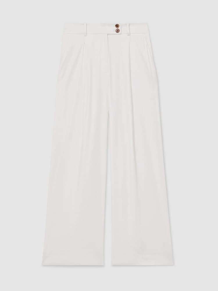 Reiss White Oe Hollie Linen-Blend Wide-Leg Trousers - Image 2 of 6