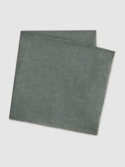 Reiss Pistachio Melange Siracusa Linen Contrast Trim Pocket Square - Image 3 of 5