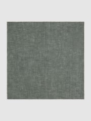 Reiss Pistachio Melange Siracusa Linen Contrast Trim Pocket Square - Image 4 of 5