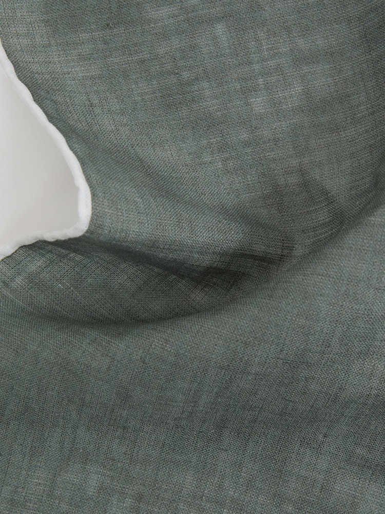 Reiss Pistachio Melange Siracusa Linen Contrast Trim Pocket Square - Image 5 of 5
